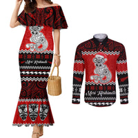 personalised-new-zealand-christmas-couples-matching-mermaid-dress-and-long-sleeve-button-shirt-maori-tiki-meri-kirihimete