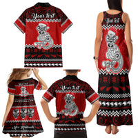 Personalised New Zealand Christmas Family Matching Tank Maxi Dress and Hawaiian Shirt Maori Tiki Meri Kirihimete - Wonder Print Shop