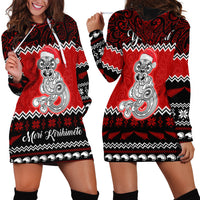 Personalised New Zealand Christmas Hoodie Dress Maori Tiki Meri Kirihimete - Wonder Print Shop