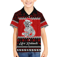 Personalised New Zealand Christmas Kid Hawaiian Shirt Maori Tiki Meri Kirihimete - Wonder Print Shop