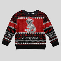 Personalised New Zealand Christmas Kid Ugly Christmas Sweater Maori Tiki Meri Kirihimete - Wonder Print Shop