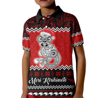Personalised New Zealand Christmas Kid Polo Shirt Maori Tiki Meri Kirihimete - Wonder Print Shop