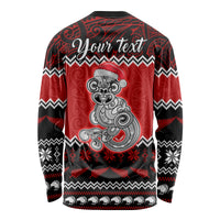 Personalised New Zealand Christmas Long Sleeve Shirt Maori Tiki Meri Kirihimete - Wonder Print Shop