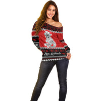 Personalised New Zealand Christmas Off Shoulder Sweater Maori Tiki Meri Kirihimete - Wonder Print Shop