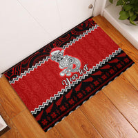 Personalised New Zealand Christmas Rubber Doormat Maori Tiki Meri Kirihimete - Wonder Print Shop