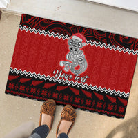 Personalised New Zealand Christmas Rubber Doormat Maori Tiki Meri Kirihimete - Wonder Print Shop