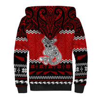 Personalised New Zealand Christmas Sherpa Hoodie Maori Tiki Meri Kirihimete - Wonder Print Shop