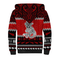 Personalised New Zealand Christmas Sherpa Hoodie Maori Tiki Meri Kirihimete - Wonder Print Shop