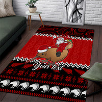 Personalised New Zealand Christmas Area Rug Kiwi Santa Claus Maori Meri Kirihimete LT9 - Wonder Print Shop