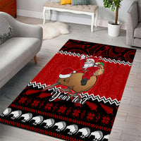 Personalised New Zealand Christmas Area Rug Kiwi Santa Claus Maori Meri Kirihimete LT9 - Wonder Print Shop