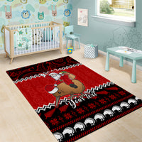 Personalised New Zealand Christmas Area Rug Kiwi Santa Claus Maori Meri Kirihimete LT9 - Wonder Print Shop