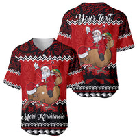 Personalised New Zealand Christmas Baseball Jersey Kiwi Santa Claus Maori Meri Kirihimete LT9 - Wonder Print Shop