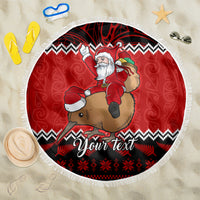 Personalised New Zealand Christmas Beach Blanket Kiwi Santa Claus Maori Meri Kirihimete LT9 - Wonder Print Shop