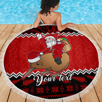 Personalised New Zealand Christmas Beach Blanket Kiwi Santa Claus Maori Meri Kirihimete LT9 - Wonder Print Shop