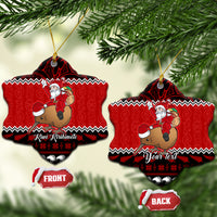 Personalised New Zealand Christmas Ceramic Ornament Kiwi Santa Claus Maori Meri Kirihimete LT9 - Wonder Print Shop