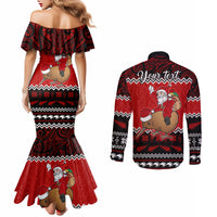 personalised-new-zealand-christmas-couples-matching-mermaid-dress-and-long-sleeve-button-shirt-kiwi-santa-claus-maori-meri-kirihimete