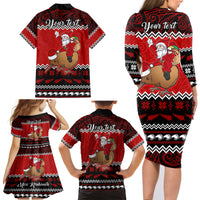 Personalised New Zealand Christmas Family Matching Long Sleeve Bodycon Dress and Hawaiian Shirt Kiwi Santa Claus Maori Meri Kirihimete LT9 - Wonder Print Shop