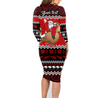 Personalised New Zealand Christmas Family Matching Long Sleeve Bodycon Dress and Hawaiian Shirt Kiwi Santa Claus Maori Meri Kirihimete LT9 - Wonder Print Shop