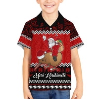 Personalised New Zealand Christmas Family Matching Off Shoulder Short Dress and Hawaiian Shirt Kiwi Santa Claus Maori Meri Kirihimete LT9 - Wonder Print Shop