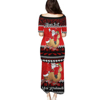 Personalised New Zealand Christmas Family Matching Puletasi Dress and Hawaiian Shirt Kiwi Santa Claus Maori Meri Kirihimete - Wonder Print Shop