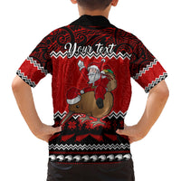 Personalised New Zealand Christmas Family Matching Short Sleeve Bodycon Dress and Hawaiian Shirt Kiwi Santa Claus Maori Meri Kirihimete - Wonder Print Shop