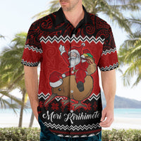 Personalised New Zealand Christmas Hawaiian Shirt Kiwi Santa Claus Maori Meri Kirihimete - Wonder Print Shop