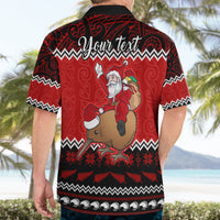 Personalised New Zealand Christmas Hawaiian Shirt Kiwi Santa Claus Maori Meri Kirihimete - Wonder Print Shop