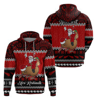 Personalised New Zealand Christmas Hoodie Kiwi Santa Claus Maori Meri Kirihimete - Wonder Print Shop