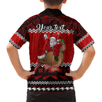 Personalised New Zealand Christmas Kid Hawaiian Shirt Kiwi Santa Claus Maori Meri Kirihimete - Wonder Print Shop