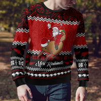 Personalised New Zealand Christmas Ugly Christmas Sweater Kiwi Santa Claus Maori Meri Kirihimete - Wonder Print Shop