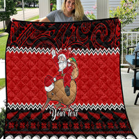 Personalised New Zealand Christmas Quilt Kiwi Santa Claus Maori Meri Kirihimete - Wonder Print Shop