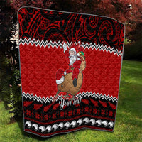 Personalised New Zealand Christmas Quilt Kiwi Santa Claus Maori Meri Kirihimete - Wonder Print Shop