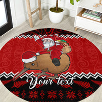 personalised-new-zealand-christmas-round-carpet-kiwi-santa-claus-maori-meri-kirihimete