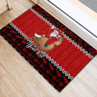 Personalised New Zealand Christmas Rubber Doormat Kiwi Santa Claus Maori Meri Kirihimete - Wonder Print Shop