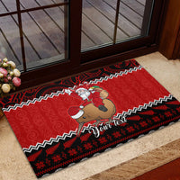 Personalised New Zealand Christmas Rubber Doormat Kiwi Santa Claus Maori Meri Kirihimete - Wonder Print Shop