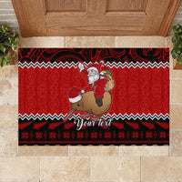 Personalised New Zealand Christmas Rubber Doormat Kiwi Santa Claus Maori Meri Kirihimete - Wonder Print Shop