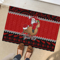 Personalised New Zealand Christmas Rubber Doormat Kiwi Santa Claus Maori Meri Kirihimete - Wonder Print Shop