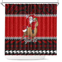 personalised-new-zealand-christmas-shower-curtain-kiwi-santa-claus-maori-meri-kirihimete