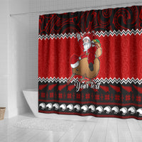 personalised-new-zealand-christmas-shower-curtain-kiwi-santa-claus-maori-meri-kirihimete