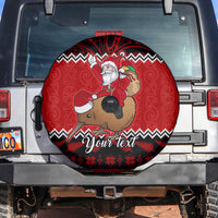 Personalised New Zealand Christmas Spare Tire Cover Kiwi Santa Claus Maori Meri Kirihimete - Wonder Print Shop