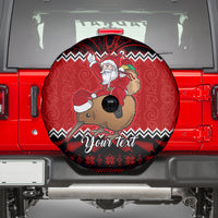 Personalised New Zealand Christmas Spare Tire Cover Kiwi Santa Claus Maori Meri Kirihimete - Wonder Print Shop