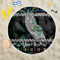 Personalised New Zealand Christmas Beach Blanket Maori Fern Manaia Meri Kirihimete with Papaua Shell LT9 - Wonder Print Shop