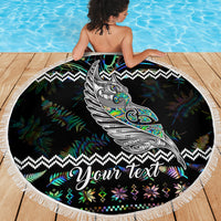 Personalised New Zealand Christmas Beach Blanket Maori Fern Manaia Meri Kirihimete with Papaua Shell LT9 - Wonder Print Shop