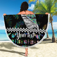 Personalised New Zealand Christmas Beach Blanket Maori Fern Manaia Meri Kirihimete with Papaua Shell LT9 - Wonder Print Shop