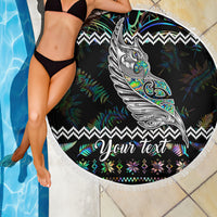 Personalised New Zealand Christmas Beach Blanket Maori Fern Manaia Meri Kirihimete with Papaua Shell LT9 - Wonder Print Shop