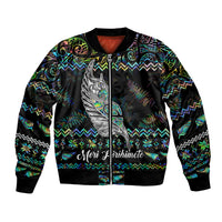 Personalised New Zealand Christmas Bomber Jacket Maori Fern Manaia Meri Kirihimete with Papaua Shell LT9 - Wonder Print Shop