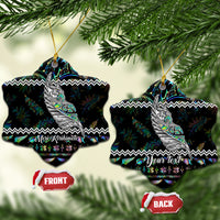 Personalised New Zealand Christmas Ceramic Ornament Maori Fern Manaia Meri Kirihimete with Papaua Shell LT9 - Wonder Print Shop