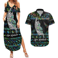 Personalised New Zealand Christmas Couples Matching Summer Maxi Dress and Hawaiian Shirt Maori Fern Manaia Meri Kirihimete with Papaua Shell LT9 - Wonder Print Shop