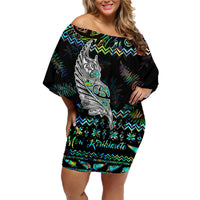 Personalised New Zealand Christmas Family Matching Off Shoulder Short Dress and Hawaiian Shirt Maori Fern Manaia Meri Kirihimete with Papaua Shell LT9 - Wonder Print Shop