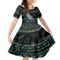 Personalised New Zealand Christmas Family Matching Short Sleeve Bodycon Dress and Hawaiian Shirt Maori Fern Manaia Meri Kirihimete with Papaua Shell - Wonder Print Shop